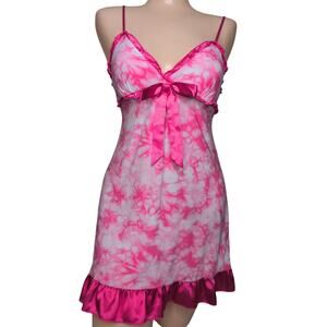 Y2K Babydoll Lingerie Slip Dress‎ XS Satin Trim Coquette Fairy Whimsical Dainty